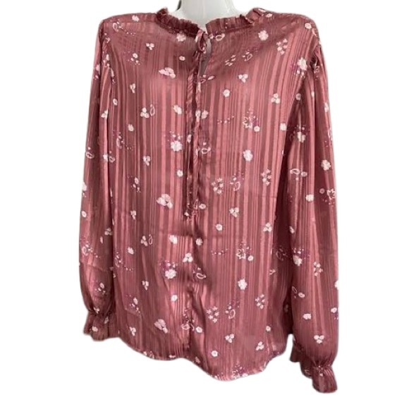 Shirred Sheer Floral Blouse 3rd + Malt - Picture 8 of 15